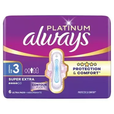 Always Platinum Σερβιέτες Super Extra (Μέγεθος 3) 6 Σερβιέτες