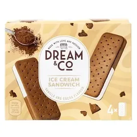 DREAM & CO Παγωτό Sandwich Βανίλια Κακάο 4x80g
