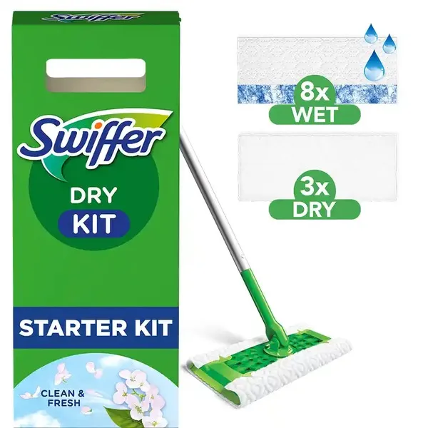SWIFFER Dry Kit (Σκούπα + 8 Πανάκια + 3 Υγρά Πανάκια)