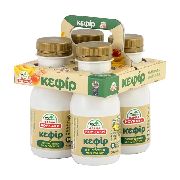 ΦΑΡΜΑ ΚΟΥΚΑΚΗ Κεφίρ με Μπανάνα Βρώμη & Μέλι με Στέβια Χωρίς γλουτένη 4x200ml