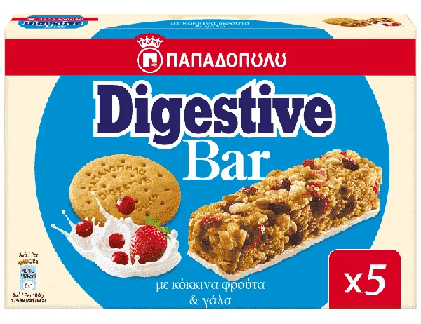 Digestive Bars Κόκκινα Φρούτα & Γάλα 5x28gr