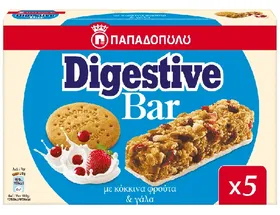 Digestive Bars Κόκκινα Φρούτα & Γάλα 5x28gr