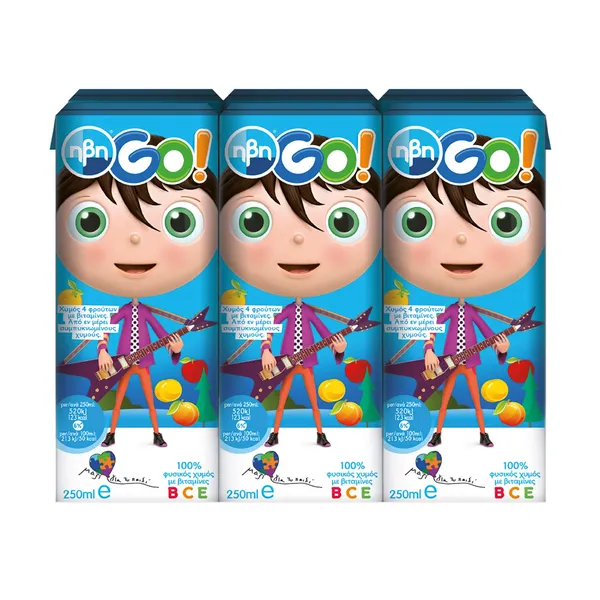 ΗΒΗ Go Χυμός 4 Φρούτων 6x250ml