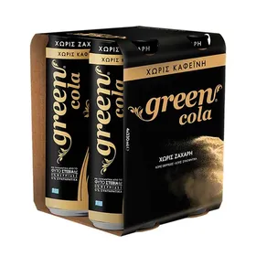 Green Cola Χωρίς Καφεΐνη Με Στέβια Χωρίς Ζάχαρη 4x330ml.