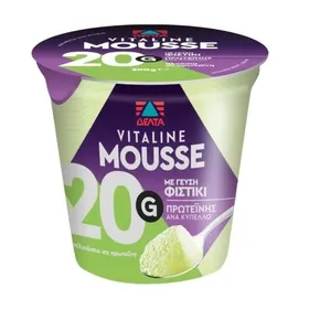 ΔΕΛΤΑ Vitaline Protein Mousse Επιδόρπιο με γεύση Φιστίκι Χωρίς γλουτένη Χωρίς λακτόζη Χωρίς προσθήκη ζάχαρης 200g