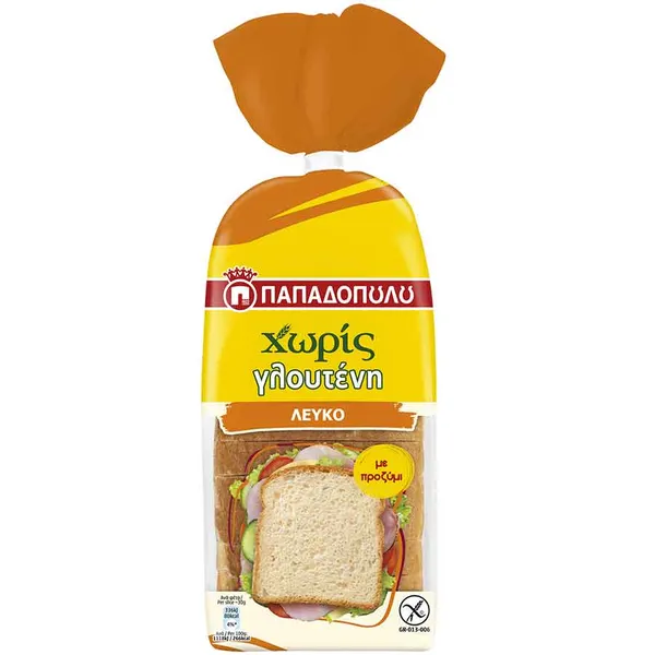 Παπαδοπούλου Ψωμί Λευκό Χωρίς Γλουτένη Σε Φέτες  300γρ.