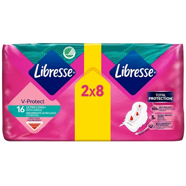LIBRESSE V-PROTECTION 16 ULTRA LONG+ WITH WINGS DUO PACK 2x8