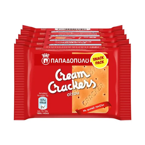 Cream Crackers ΠΑΠΑΔΟΠΟΥΛΟΥ σίτου 5x43gr, σίκαλης 5x47gr ή πολύσπορο 5x50gr