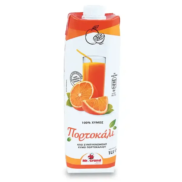 MrGrand Φυσικός Χυμός Πορτοκάλι Χωρίς Ζάχαρη 1lt.