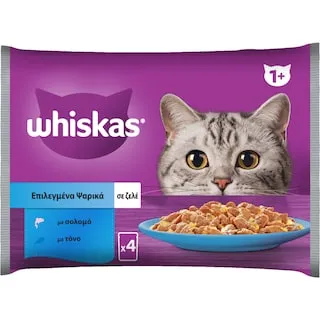 WHISKAS Γατοτροφή Ψαρικά σε Ζελέ 4x85g