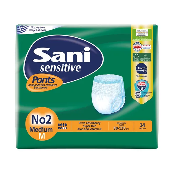 SANI Sensitive Pants Εσώρουχα Ακράτειας No2 Medium 14τεμ