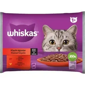WHISKAS® CORE Adult Πλήρης Υγρή Τροφή Γάτας Επιλεγμένο Κρέας (Κοτόπουλο, Μοσχάρι) Φακελάκι Πολυσυσκευασία 4x85g