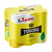 TUBORG Σόδα με Λεμόνι Χωρίς ζάχαρη 5x330ml +1 Δώρο