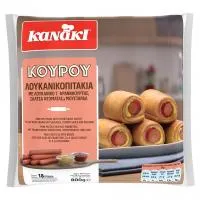 Λουκανοπιτάκια Κουρού με λουκάνικο, σάλτσα ντομάτας και μουστάρδα Κατεψυγμένα Kanaki 800 g