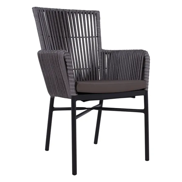 ΠΟΛΥΘΡΟΝΑ rattan μαύρη, γκρι στοιβαζόμενη 55Χ56Χ73εκ.