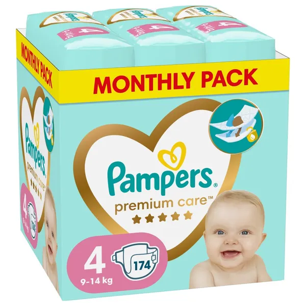 PAMPERS Πάνες Μωρού Premium Care Νο4 Αποκλειστικά Online 174 Τεμάχια