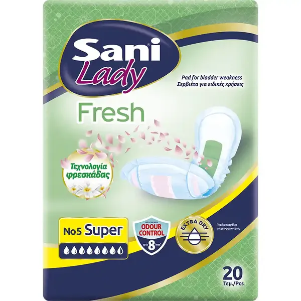 Sani Lady Fresh Σερβιέτες Ακράτειας Super No5 20τεμ.
