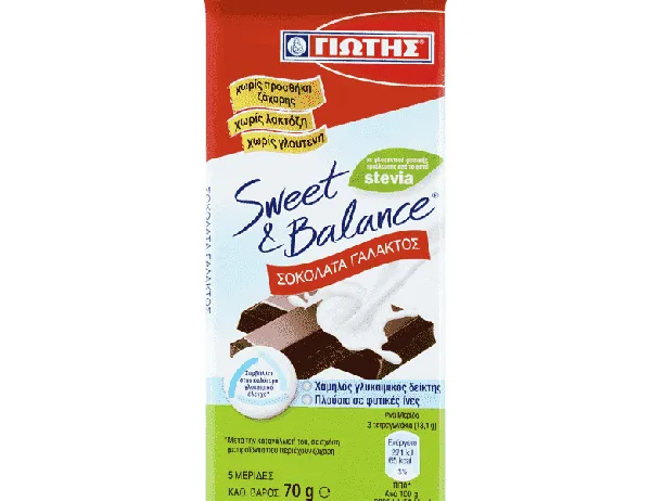 ΓΙΩΤΗΣ SWEET & BALANCE σοκολάτες χωρίς γλουτένη 40/70γρ.