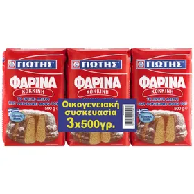 ΓΙΩΤΗΣ φαρίνα κόκκινη 500g (οικογενειακή συσκευασία 3τεμ.)
