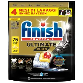Finish Ultimate Plus All In 1 Ταμπλέτες Πλυντηρίου Πιάτων Λεμόνι 75τεμ.