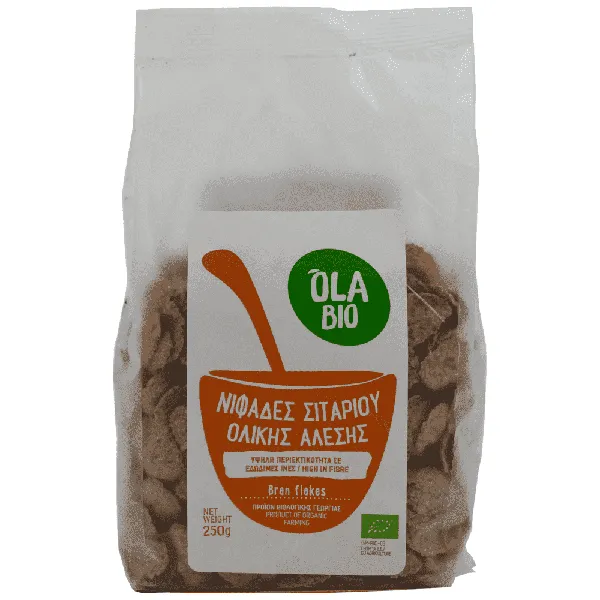 OLA BIO bran flakes νιφάδες σιταριού ολικής άλεσης βιολογικές 250g
