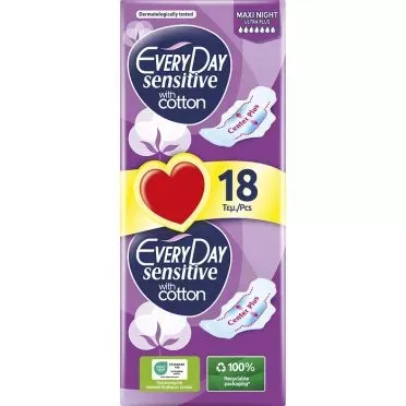 EveryDay Sensitive with cotton Σερβιέτες Maxi Night 18 τεμ.