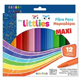 THE LITTLIES μαρκαδόροι χοντροί μεγάλης διάρκειας, πλενόμενοι, μη τοξικοί σετ 12 τεμαχίων
