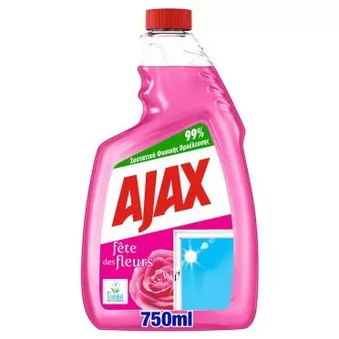 Ajax Γιορτή Λουλουδιών Ρόδο Αυγής Καθαριστικό Τζαμιών Ανταλλακτικό 750ml