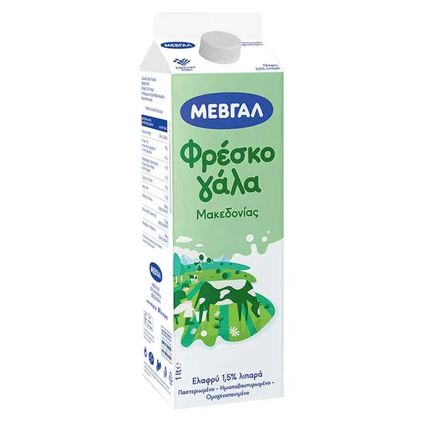 Μεβγάλ Φρέσκο Γάλα Ελαφρύ 1,5% Λιπαρά 1lt.