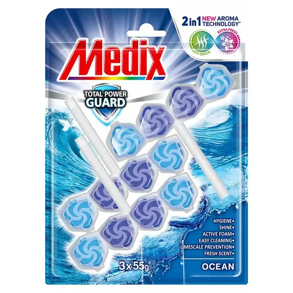Medix WC Μπλόκ Τουαλέτας Total Power Guard Ωκεανός 3x55γρ.