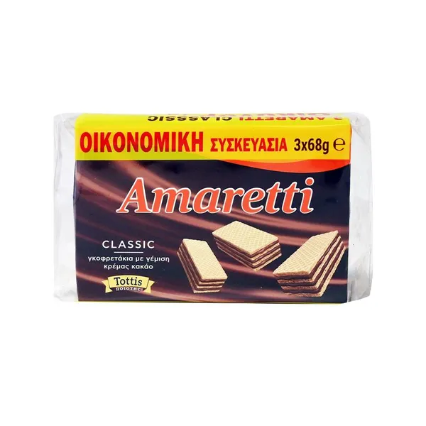 γκοφρέτες με γέμιση κρέμας κακάο 45γρ 3τεμ