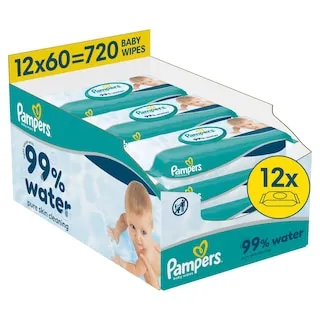 PAMPERS Μωρομάντηλα 99% Water Αποκλειστικά Online 12x60 Τεμάχια
