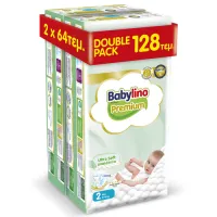 Βρεφική Πάνα Double Pack Babylino Premium No2 3-6kg 2Χ64 τεμ.