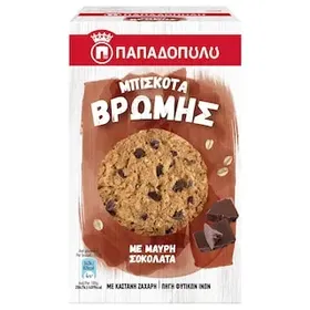 ΠΑΠΑΔΟΠΟΥΛΟΥ Μπισκότα Βρώμης με Μαύρη Σοκολάτα Vegan