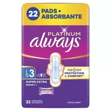 Always Platinum Σερβιέτες Super Extra (Μέγεθος 3) 22 Σερβιέτες