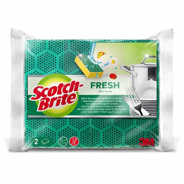 Scotch Brite Fresh Σφουγγαράκι Κουζίνας Πολύ Δυνατό Κίτρινο 2τεμ.