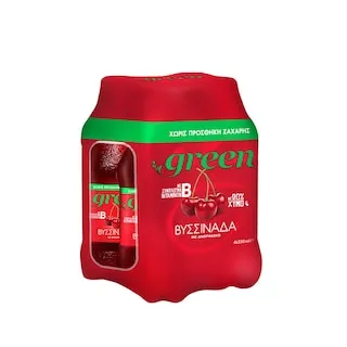 GREEN Βυσσινάδα με Ανθρακικό με Στέβια Χωρίς προσθήκη ζάχαρης 4x330ml