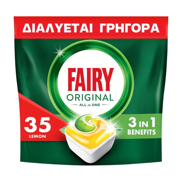 FAIRY Original Απορρυπαντικό Πλυντηρίου Πιάτων Ταμπλέτες Λεμόνι 35τεμ