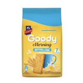 goody morning με βούτυρο & γάλα ή κακάο & σοκολάτα ή βερίκοκο & σοκολάτα 160γρ.