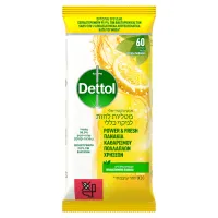 Μαντηλάκια Καθαρισμού Επιφανειών Citrus Dettol 60 τεμ
