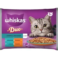WHISKAS Φάκελος Πουλερικών & Ψαρικών σε Ζελέ 4Χ85gr