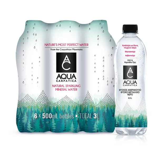 Aqua Carpatica Φυσικώς Ανθρακούχο Φυσικό Μεταλλικό Νερό 6x500ml. (Μέγιστη Ποσότητα 5τεμ.)