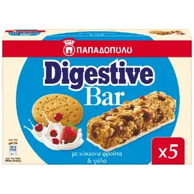 Digestive bar με κόκκινα φρούτα & σοκολάτα γάλακτος 28g (5τεμ.)