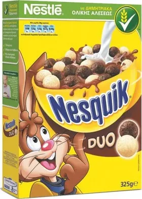 Nestle NESQUIK DUO Παιδικά Δημητριακά Πρωινού με σιτάρι Ολικής Άλεσης με γεύσ...