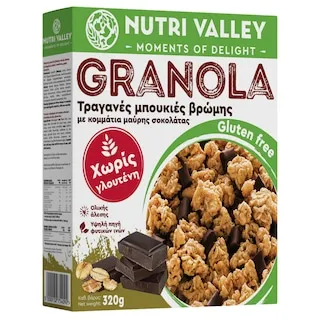 NUTRI VALLEY Δημητριακά Granola με Μαύρη Σοκολάτα 320g
