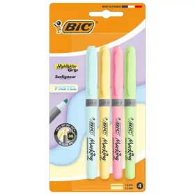 Bic Highlighter Grip Μαρκαδόροι Υπογράμμισης Pastel4τεμ.