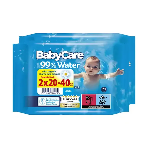 Μωρομάντηλα 99% Water Double Pack BabyCare (2x20τεμ)