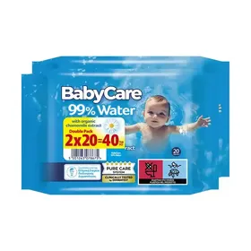 Babycare 99% Water Μωρομάντηλα Double Pack 2x20τεμ