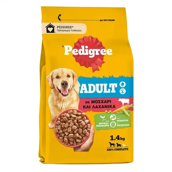 Ξηρά σκυλοτροφή PEDIGREE adult μοσχάρι & λαχανικά 1,4κιλά