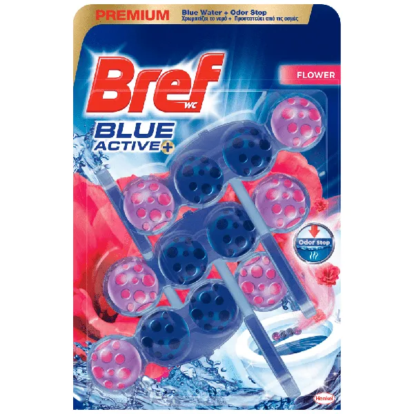 BREF WC block blue active floral trios 50g (3τεμ.)